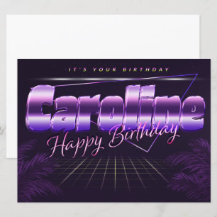 Caroline Name Vorname lila retro Karte Geburtstag