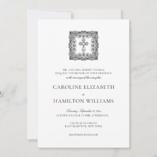 Caroline Simple Black Script Christlich Wedding Einladung