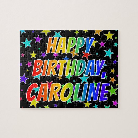 "CAROLINE" Vorname, Spaß "GLÜCKLICHER GEBURTSTAG" Puzzle (Horizontal)