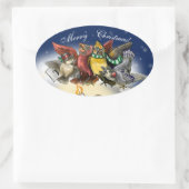 Caroling Birds Christmas Ovaler Aufkleber (Tasche)