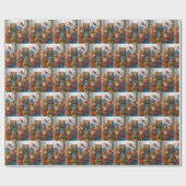 Caroling Christmas Forest Animals  Geschenkpapier (Flach)