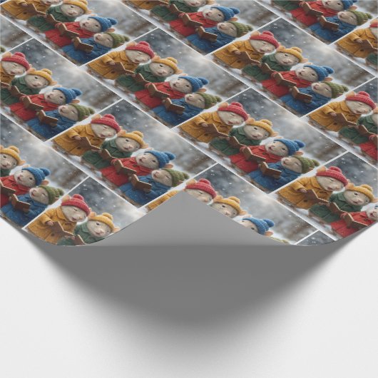 Caroling Christmas Mice In Snow Geschenkpapier (Ecke)