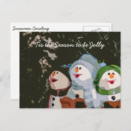 Caroling Christmas Snowmen Feiertagspostkarte (Vorne/Hinten)