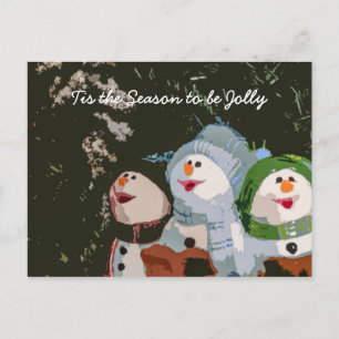 Caroling Christmas Snowmen Feiertagspostkarte