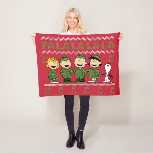 Caroling Christmas Sweater Graphic Fleecedecke (Beispiel)