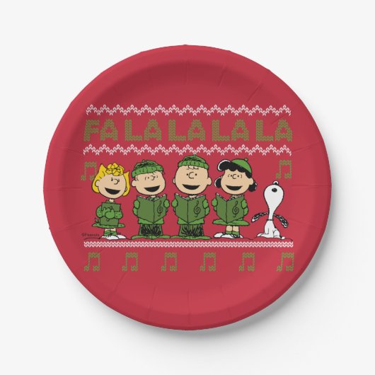 Caroling Christmas Sweater Graphic Pappteller (Vorderseite)