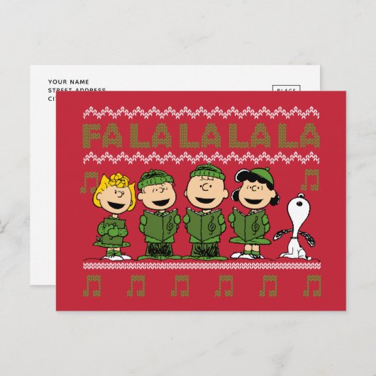Caroling Christmas Sweater Graphic Postkarte (Vorne/Hinten)