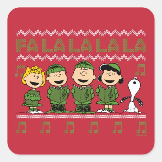 Caroling Christmas Sweater Graphic Quadratischer Aufkleber (Vorderseite)