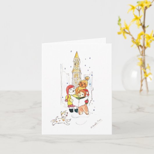 Caroling Holiday Card Karte (Gelbe Blume)