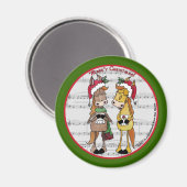 Caroling Horses - 'Mare'y Christmas Magnet (Vorderseite/Rückseite)