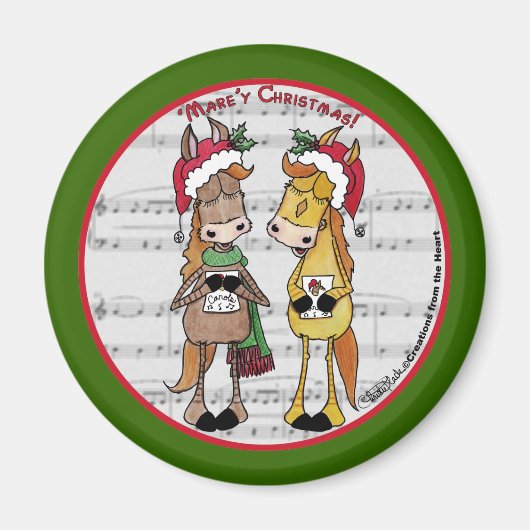 Caroling Horses - 'Mare'y Christmas Magnet (Vorne)