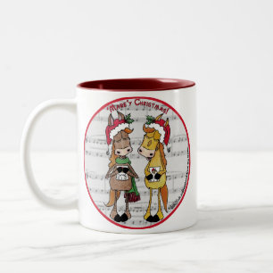 Caroling Horses - 'Mare'y Christmas Zweifarbige Tasse