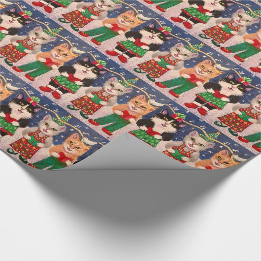 Caroling Katzen Geschenkpapier (Ecke)
