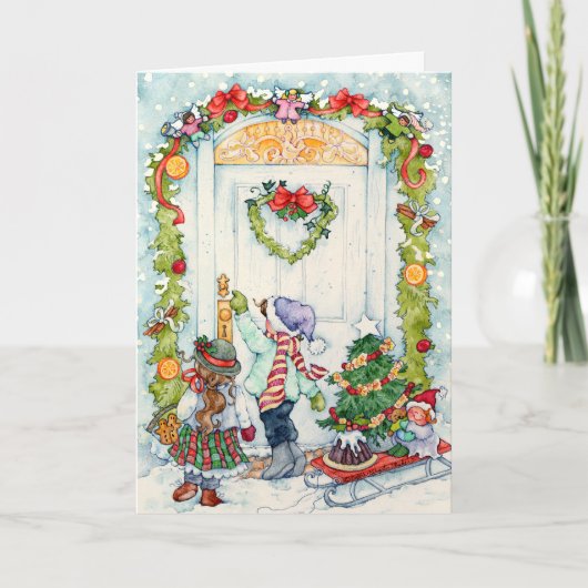 Caroling Kids Feiertagskarte (Vorderseite)