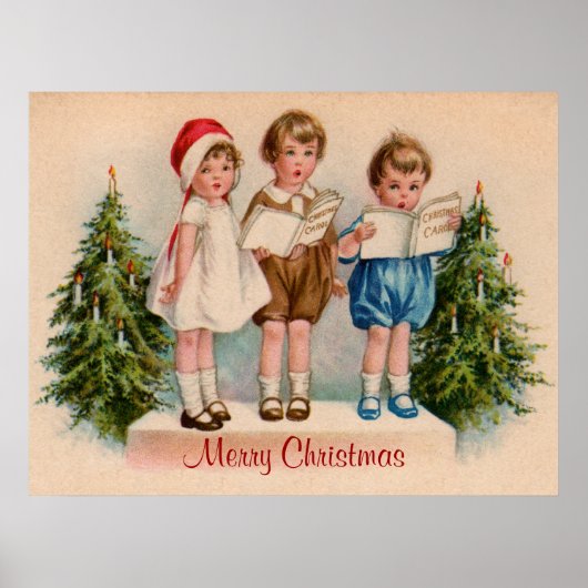 Caroling Kids Frohe Weihnachtsbrille Poster (Vorne)