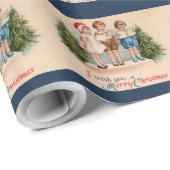Caroling Kids Merry Christmas Wrapping Paper Geschenkpapier (Rolleneckpunkt)