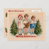 Caroling Kids Postcard Feiertagspostkarte (Vorne/Hinten)