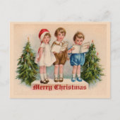 Caroling Kids Postcard Feiertagspostkarte (Vorderseite)