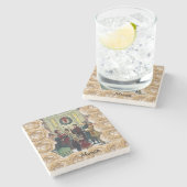 Caroling Marble Stone Untersetzer Weihnachten (Seitenansicht)