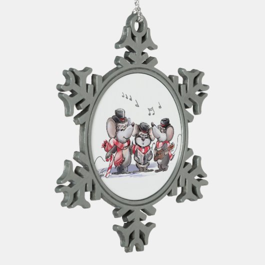 Caroling Mic, Mac & Moe Pewter Snowflake Ornament (Links)