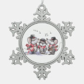 Caroling Mic, Mac & Moe Pewter Snowflake Ornament (Vorderseite)
