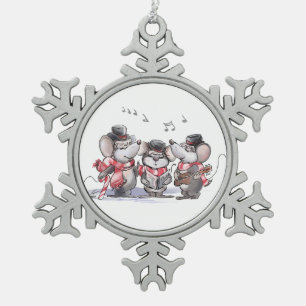 Caroling Mic, Mac & Moe Pewter Snowflake Ornament