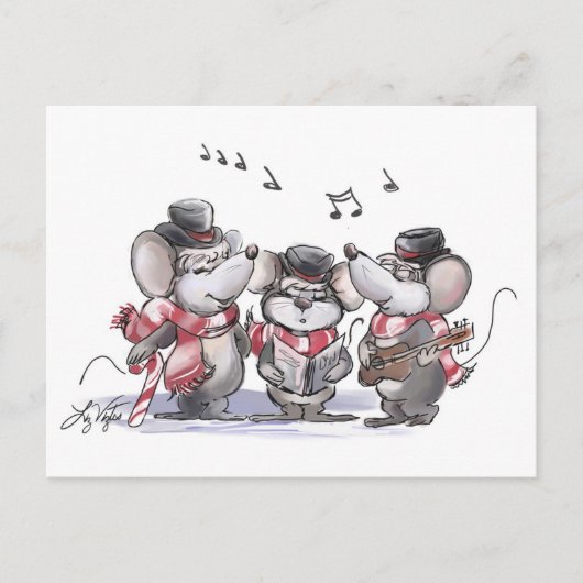 Caroling Mic, Mac & Moe Postcard Postkarte (Vorderseite)