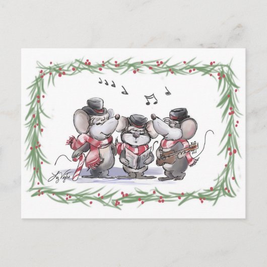Caroling mit Mic, Mac & Moe Postcard Postkarte (Vorderseite)