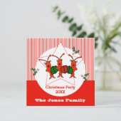 Caroling Panzerkrebse/Hummer-WeihnachtsParty Einladung (Stehend Vorderseite)