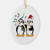 Caroling Pinguine im Schnee Keramik Ornament (Rechts)