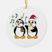 Caroling Pinguine im Schnee Keramik Ornament (Vorne)