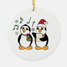 Caroling Pinguine im Schnee Keramik Ornament