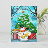 Caroling Snowman CUSTOM PARTY Einladung (Stehend Vorderseite)