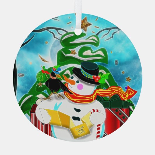 Caroling Snowman Ornament Aus Glas (Rückseite)