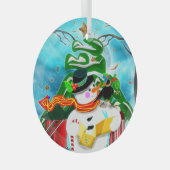 Caroling Snowman Ornament Aus Glas (Vorderseite Rechts)