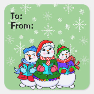 Caroling Snowpeople Weihnachtsgeschenk Tag Sticker