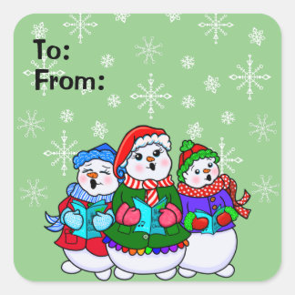 Caroling Snowpeople Weihnachtsgeschenk Tag Sticker