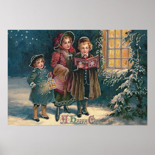 Caroling von niedlichen Kindern Poster (Vorne)