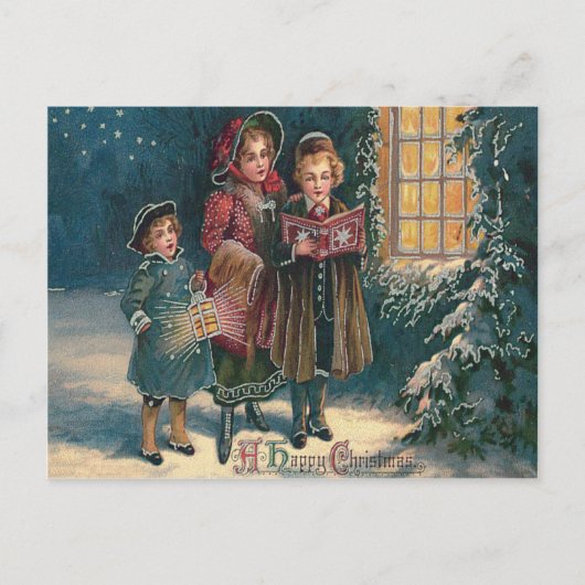 Caroling von niedlichen Kindern Postkarte (Vorderseite)