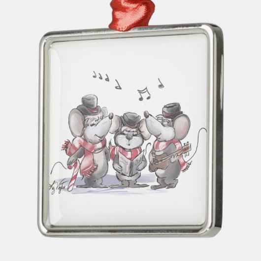 Caroling with Mic, Mac & Moe Square Ornament (Links)