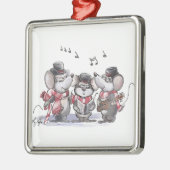 Caroling with Mic, Mac & Moe Square Ornament Aus Metall (Links)