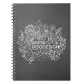 Carols Gekritzel-gewundenes Notizbuch (Schwarzes) Notizblock (Vorderseite)