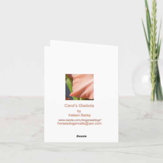 Carols Gladiola Beileids-Karte Karte (Rückseite)