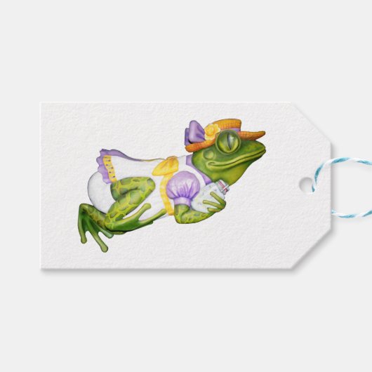 Carousel Animal Frosch Foto Geschenkmarke Geschenkanhänger (Vorderseite (Horizontal))