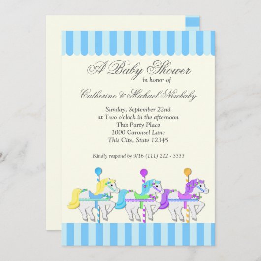 Carousel Baby Dusche Einladung