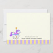 Carousel Baby Dusche Lila Gold Einladung (Rückseite)