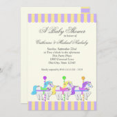 Carousel Baby Dusche Lila Gold Einladung (Vorne/Hinten)