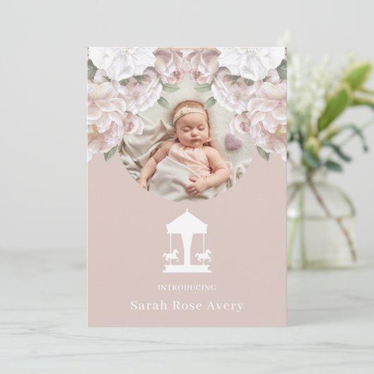 Carousel Birth Ankündigung (Stehend Vorderseite)