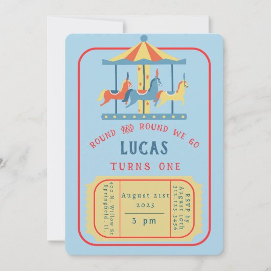 Carousel Birthday Ingnition Einladung (Vorderseite)