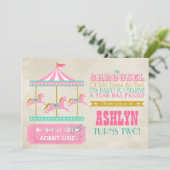 Carousel Birthday Party Einladung (Stehend Vorderseite)